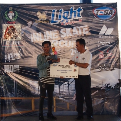 ภาพรับรางวัล Singha Light Inline skate Circuit 2014