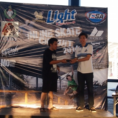 ภาพรับรางวัล Singha Light Inline skate Circuit 2014